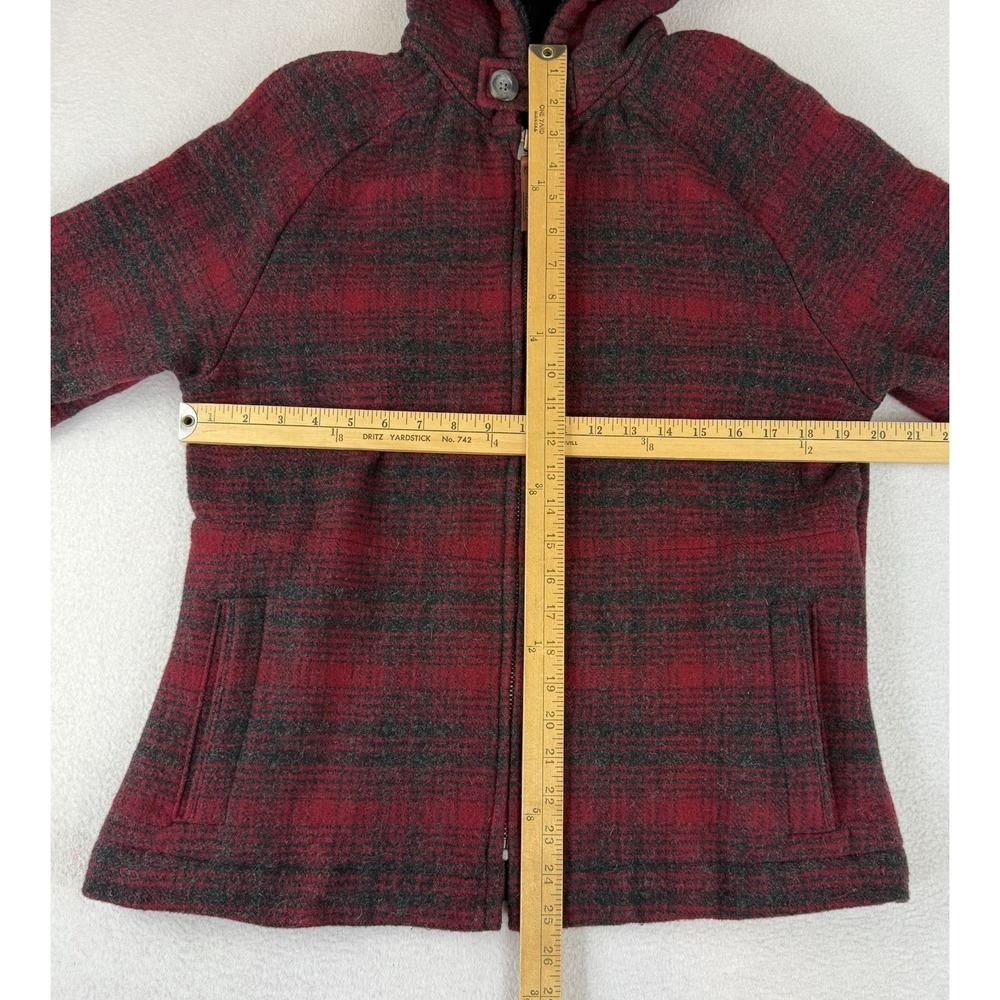 Woolrich Check Plaid Wool Blend Hooded Jacket Women's Size Medium 15123 - Picture 2 of 13